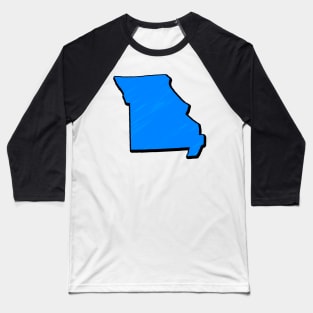 Bright Blue Missouri Outline Baseball T-Shirt